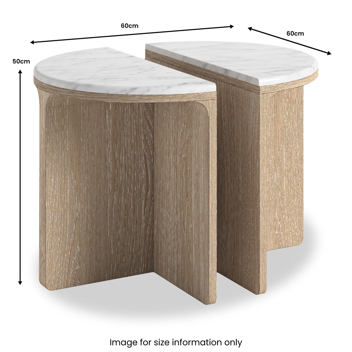 Portobello Half Moon Nest of Tables - Travertine Top