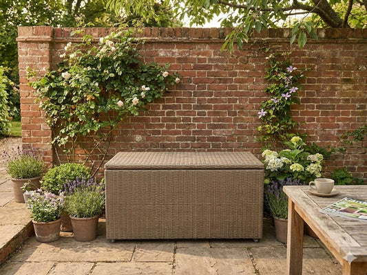Luxury Weather-Resistant Rattan Cushion Storage Box – Large Outdoor Garden Storage Trunk