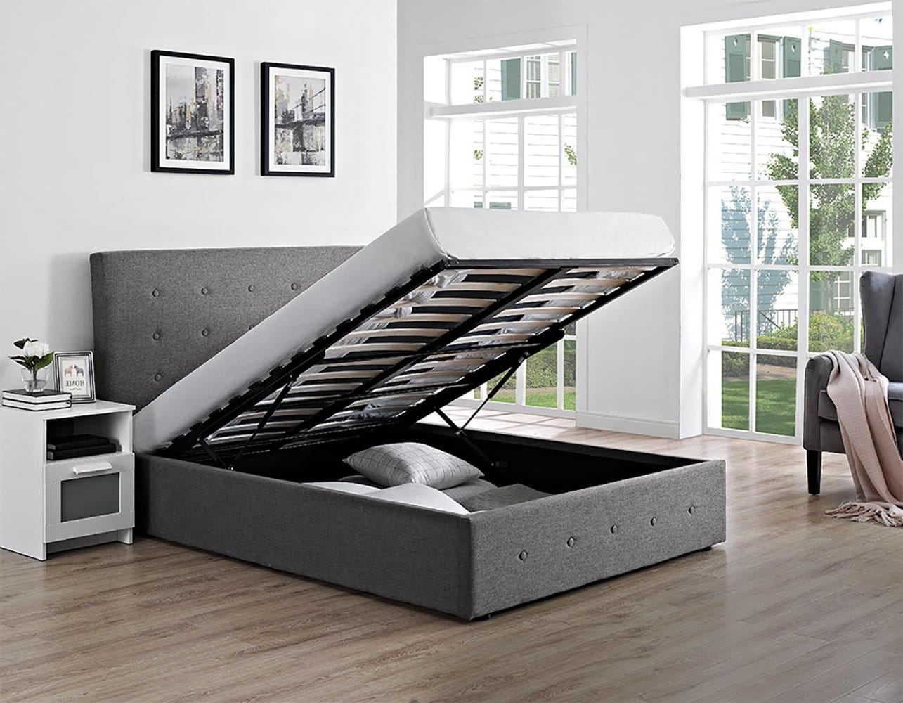 Chanel Upholstered Ottoman Storage Bed
